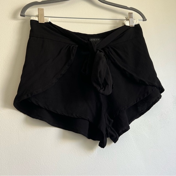 Indah Palm Tie Front Wrap Shorts in Black - Picture 6 of 14